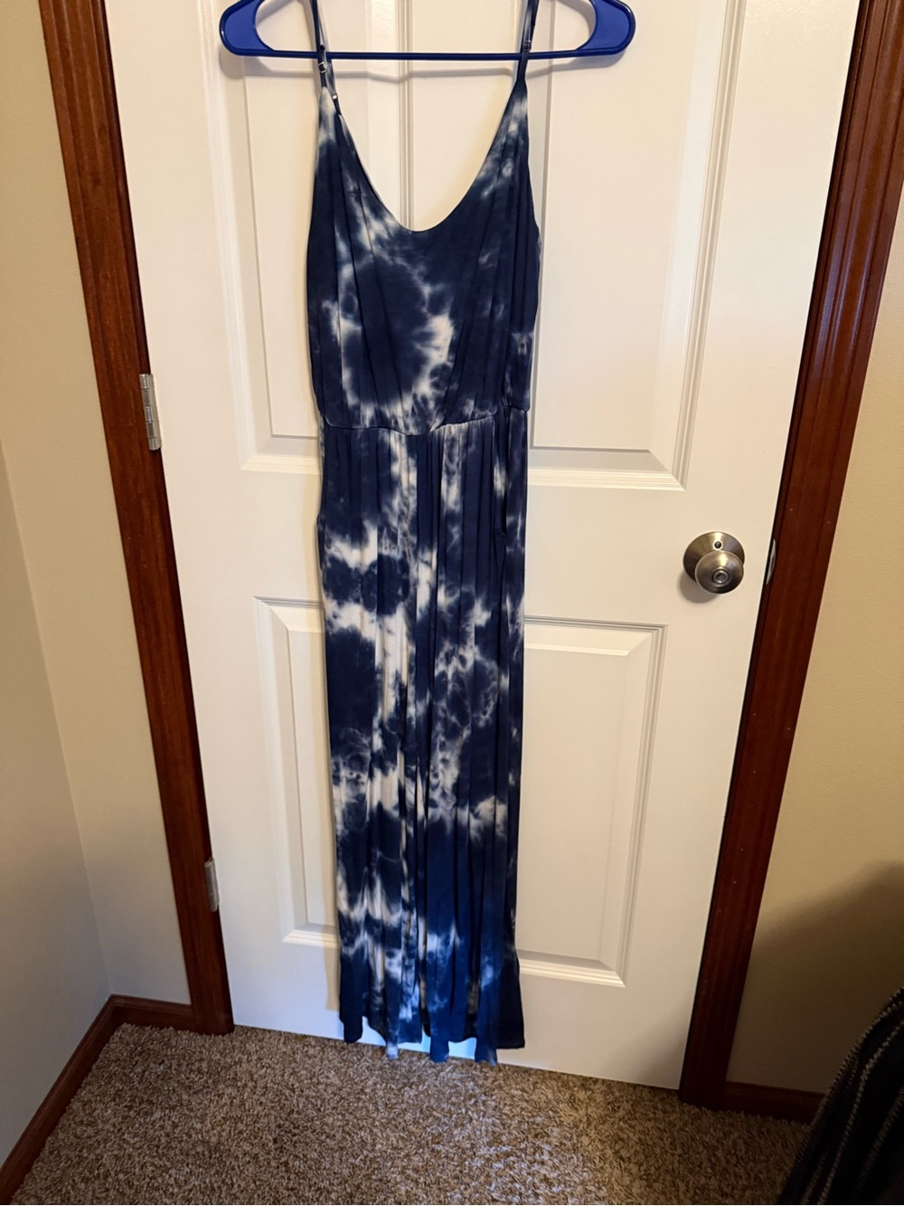Navy and White Tie-Dye Jumpsuit